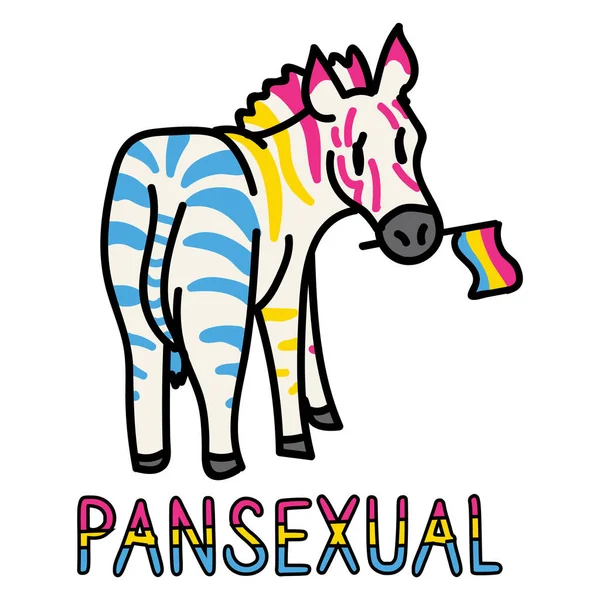 Rozkošný Karikatura Pansexuální Zebra Klip Gay Safari Animal Icon Queer — Stockový vektor