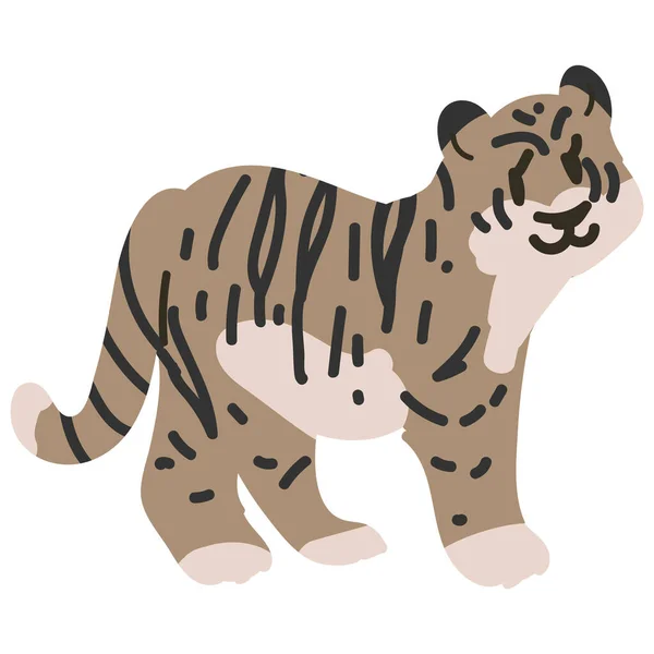 Uroczy Lineless Cartoon Tiger Vector Clip Art Ikona Zwierząt Safari — Wektor stockowy