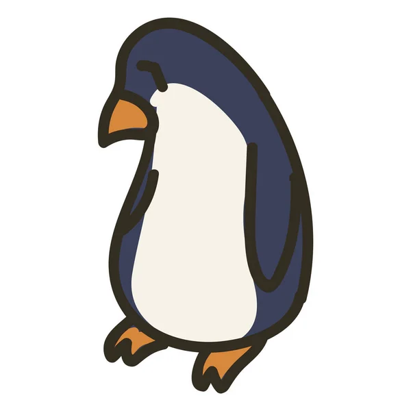 可爱的无线形卡通企鹅剪贴艺术 北极动物图标 手绘Kawaii极鸟运动图解涂鸦在平面颜色 孤立无援的婴儿 幼童及圣诞雀鸟性格 — 图库矢量图片