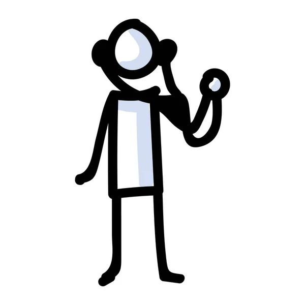 Hand Ritade Stick Figur Läkare Med Stetoskop Concept Health Care — Stock vektor