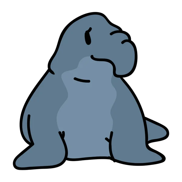 Förtjusande Tecknad Elephant Seal Clip Art Vattendjursikonen Handritad Söt Predator — Stock vektor