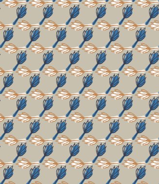 Kış Bej Bahçe Yapraksız Kalıp. Moda Arkaplan için El Çizimi Çiçek Yaprağı Kökü. Çelik Gri Mavi Sessiz Ton. Ditsy Prairie Tekstil için Her Yerde Yazdır. Vektör Döşeme 10