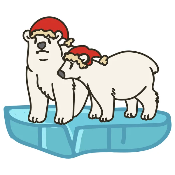 Adorable Lineless Christmas Hat Polar Bear Clip Art Icono Animal — Archivo Imágenes Vectoriales