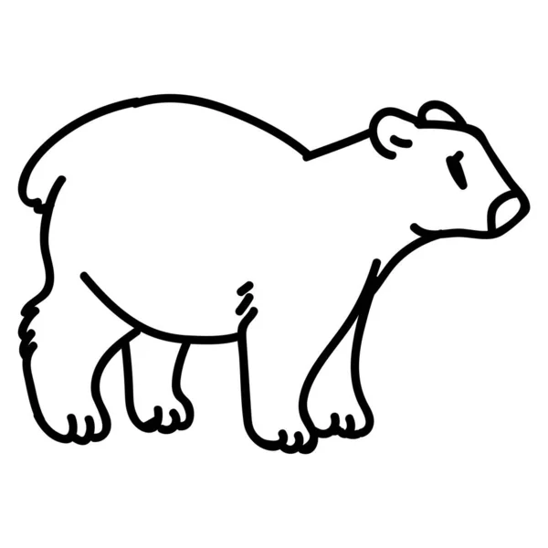 Schattige Lijnkunst Polar Bear Clip Art Arctische Dieren Ikoon Handgetekende — Stockvector