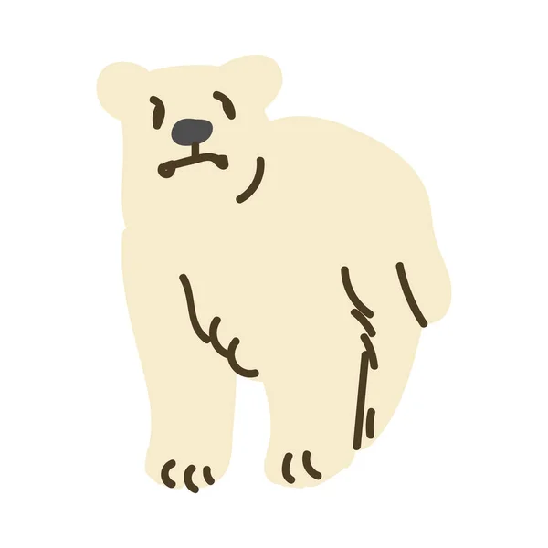 Adorable Lineless Cartoon Polar Bear Clip Art Icono Animal Ártico — Archivo Imágenes Vectoriales