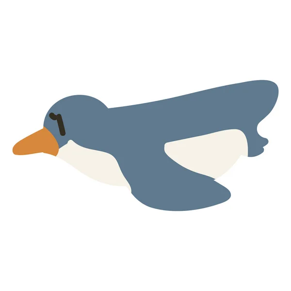 Adorable Lineless Natación Dibujos Animados Pinguin Clip Art Icono Animal — Vector de stock