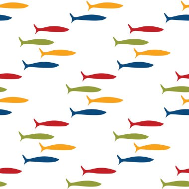 Sardines Shoal of Fish Seamless Vector Pattern. Swimming Sea Animal Motif for Lisbon St Anthony Portugese Food Festival. Graphic for Traditional Recipe Party, Canned Seafood Packaging. Vector EPS10 clipart