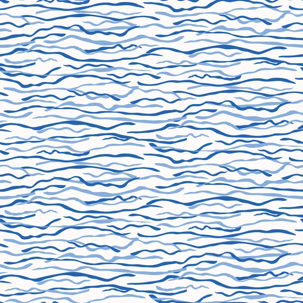 Ρευστό Κύμα Νερό Υφής Seamless Μοτίβο Διάνυσμα Μπλε Χέρι Σχεδιασμένο — Διανυσματικό Αρχείο