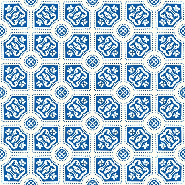 Portugués Vector Azulejo Patrón Azulejo Lisboa Sin Costuras Azul Sobre — Archivo Imágenes Vectoriales