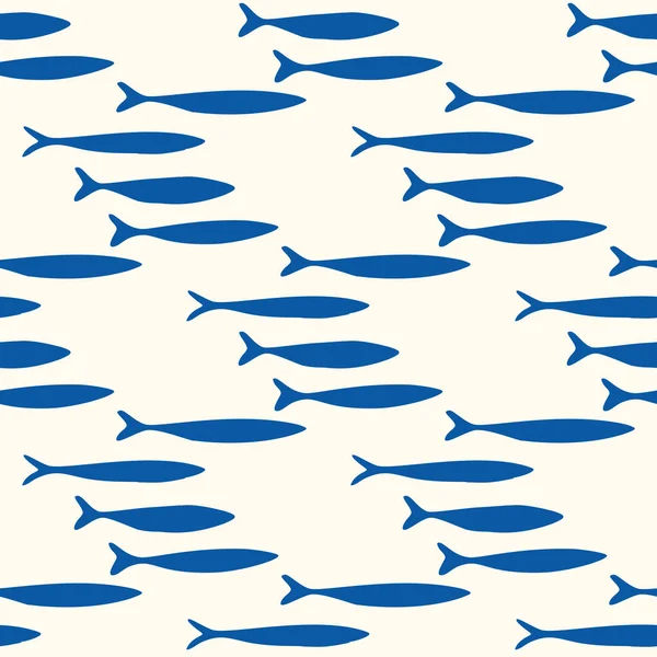 Sardines Shoal Fish Seamless Vector Pattern Swimming Sea Animal Motif — стоковий вектор
