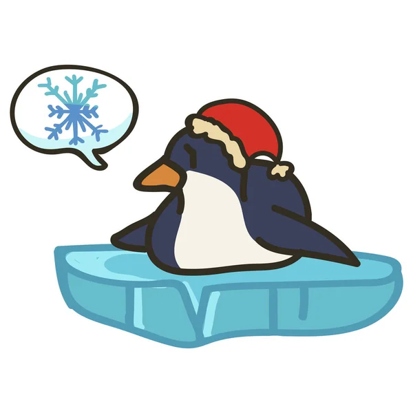 Adorable Arte Clip Pingüino Navidad Con Burbuja Del Habla Icono — Archivo Imágenes Vectoriales