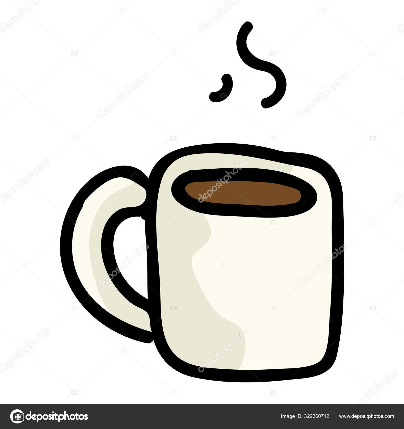 Niedlichen Kaffeetasse Cartoon Vektor Illustration Handgezeichnete  Heißgetränk Clip Art Für Stock-Vektorbild von ©limolidastudio@gmail.com  322360712, image size:1600x1700