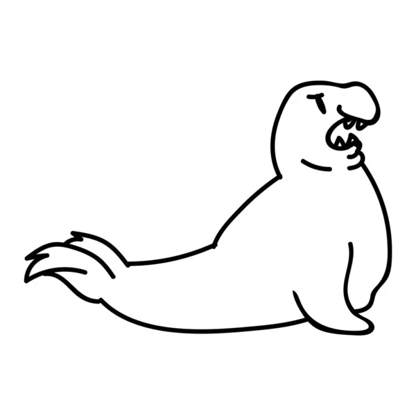 Adorable Cartoon Elephant Seal Lying Clip Art Dalam Bahasa Inggris - Stok Vektor