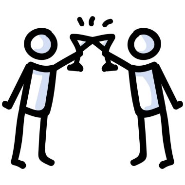 Tost Çubuğu İnsan Tutma Kitabı 'nı iç. El çizimi izole edilmiş insan karalama simgesi motif elementi düz renkte. Yeni yıl için, Kutlama, Kokteyl, Sosyal ya da Parti Konsepti. Pictogram Vektör Eps 10. 