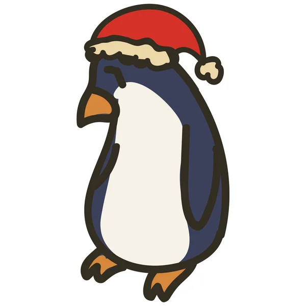 Adorable Navidad Pinguin Clip Art Icono Animal Ártico Dibujado Mano — Archivo Imágenes Vectoriales