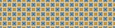 Portekiz Mozaik Döşeme Kusursuz Sınır Şablonu. Seramik Azulejo Tarzı. Döşemeli Motif Grafik Afişi. Geleneksel Portekiz Turizm Kurdelesi. Seyahat Broşürü Geçmişi. Paketleme Tasarım Vektörü Eps 10