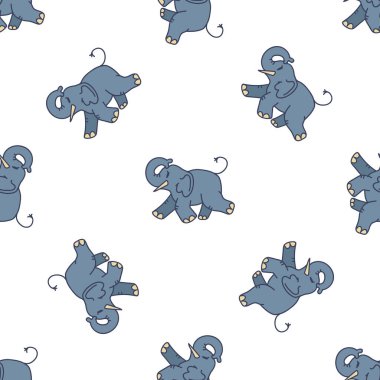 Şirin Fil Koşan Çizgifilm Kusursuz Vektör Deseni. El yapımı Afrika Hayvan Taşı. Vahşi Yaşam Bloğu, Safari, Trunk, Tusk, Memeli Grafiği İçin Her Yerde Yazdır. Sevimli Çocuk Resimleri Ev Dekorasyonu. 