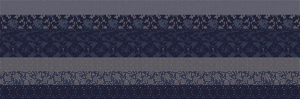 Intarsia Tricot rayé fond bordure panachée. Modèle sans couture nordique d'hiver. Trim de texture mélangée de bruyère pourpre indigo. Ruban de bannière en mélange textile à effet patchwork complexe. Eps vectoriels 10 — Image vectorielle