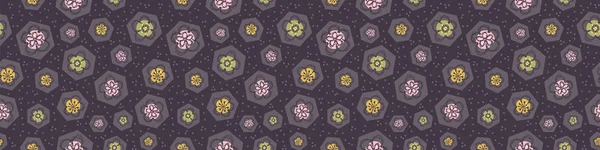 Moderno Doodle Daisy Seamless Border Pattern. Dibujado a mano garabato flor repetición. Fondo de flor de punto. Orgánica Vintage Summer Textile Edge, Embalaje Banner Ribbon Trim. Vector lindo de la cinta de Washi EPS10 — Vector de stock