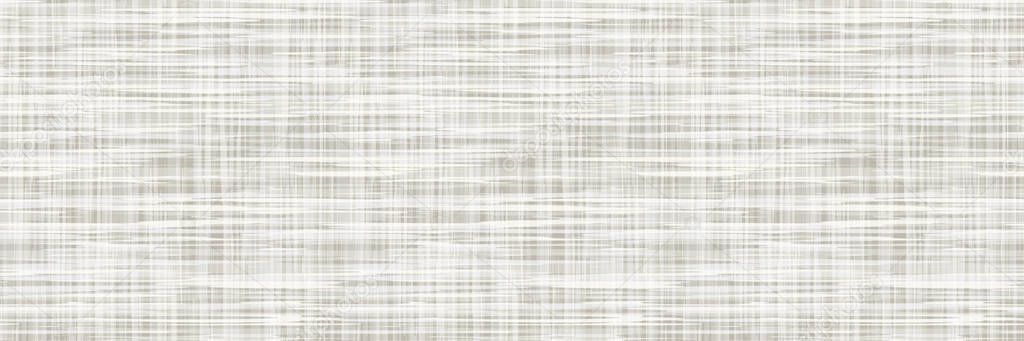 Natural Gray French Linen Texture Border Background. Old Ecru Flax Fibre Seamless Pattern. Organic Yarn Close Up Weave Fabric Ribbon Trim Banner. Sack Cloth Packaging, Canvas Edging. Vector EPS10