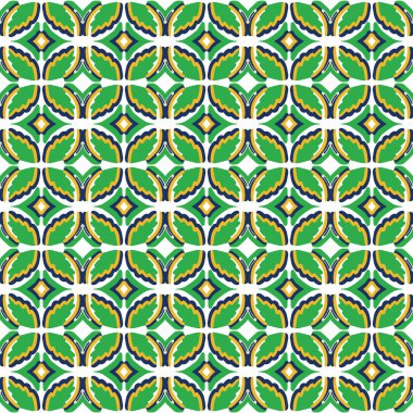  Portekiz Vektör Tile Azulejo Deseni. Beyaz Mozaik Meydanı 'nda kusursuz Lisbon Gree Yellow. Geleneksel Çiçek Seramik Akdeniz Tarzı Tasarımı. Tekrar Eps 10 ile Yazdırın Her Yerde Geometrik