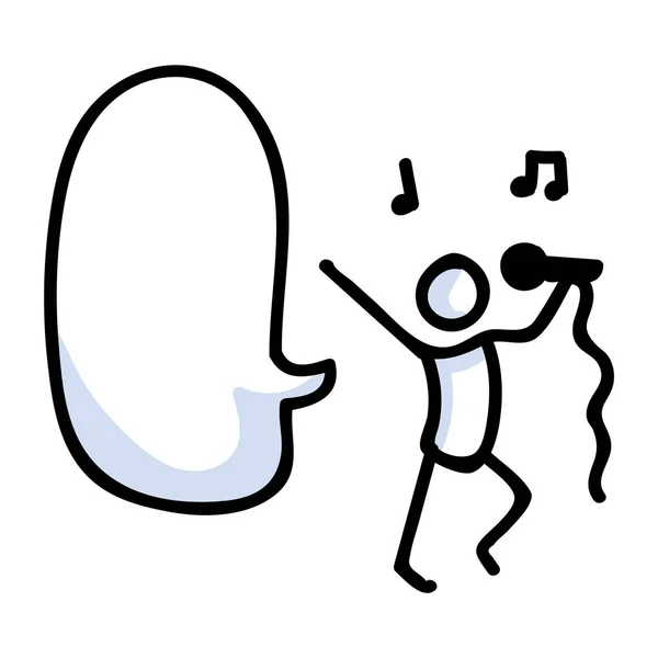 Disegnato Mano Stick Figura Cantante Interprete Concetto Speech Bubble Motivo — Vettoriale Stock
