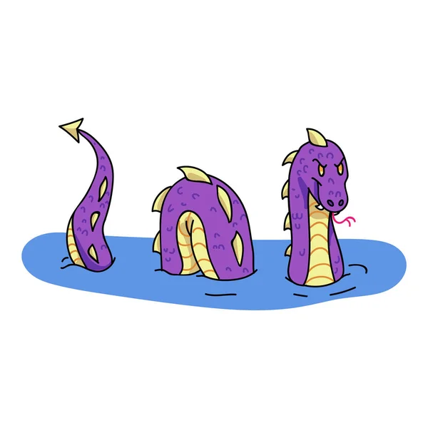 Adorable Dessin Animé Sea Monster Clip Art Icône Animale Mythique — Image vectorielle