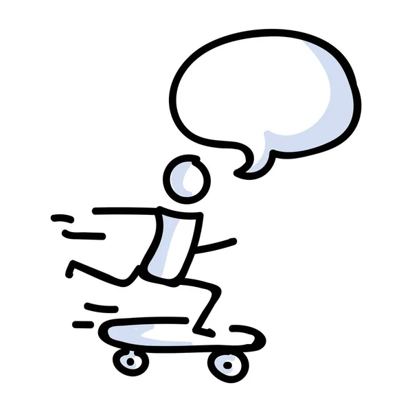 Handgezeichneter Strichmännchen Fahrer Auf Skateboard Konzept Der Stuntsport Aktivität Einfaches — Stockvektor