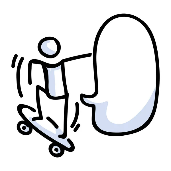 Hand Drawn Stick Figure Jumping Skateboard Concept Stunt Sport Activity — 스톡 벡터