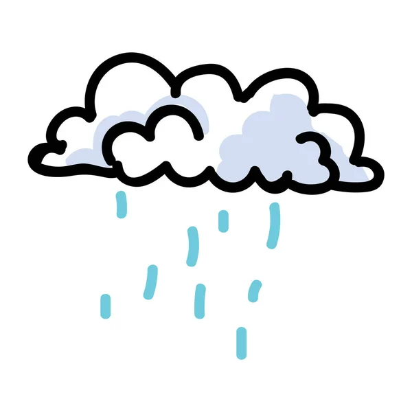 Ręcznie Narysowana Chmura Deszczowa Kroplami Deszczu Ilustracja Koncepcja Prognozy Pogody — Wektor stockowy