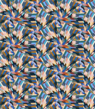 Kusursuz Desensiz Boho Mozaik Vektör Doku Harmanlaması. Cam Parçalar Efekti Eski Sesli Dünya Tonu. Modern Mikro Mozaik için Geometrik Kaleydoskop Arkaplanı. Yazdırma Örnekleri 10 'a Tekrar Et
