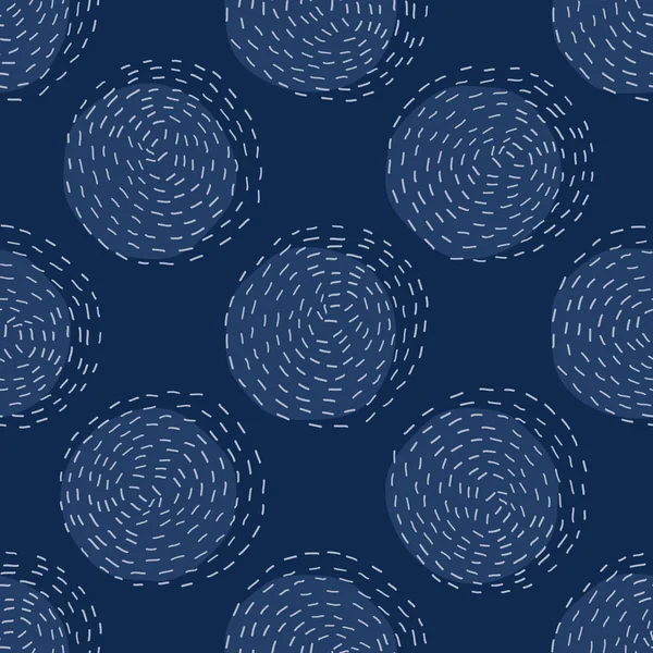 Nakış Çemberi Sashiko Kantha Vektör Deseni. Asyalı Dikensiz Özgeçmiş. Indigo Mavi Tarzı. Tekstil baskısı için Koşan El Dikişi deseni, Japonya Dekorasyonu. Basit Kimono Örtü Eps 10