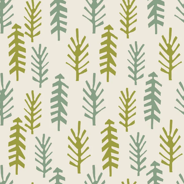 Pola Pohon Fir Aun Hutan Naive Seamless Latar Belakang Untuk Stok Vektor Bebas Royalti