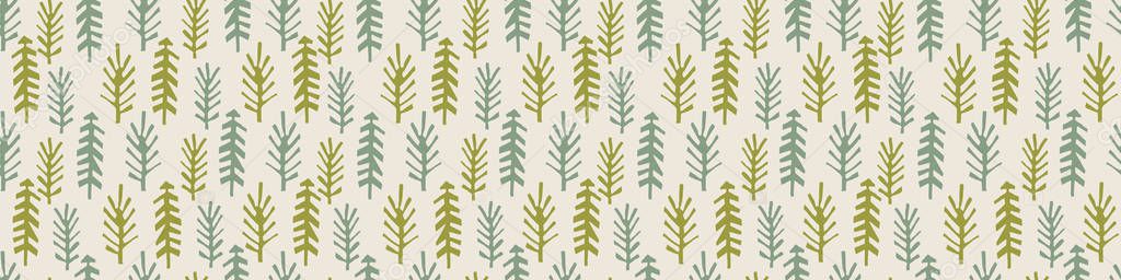 Pola Perbatasan Pohon Natal Naive Latar Belakang Tepi Untuk Perayaan Stok Ilustrasi Bebas Royalti