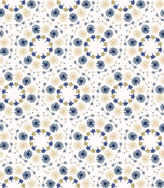 Winzige Gänseblümchen Mandala nahtlose Muster. Kaleidoskop floraler Textilien. Vektor Gänseblümchen geometrisch über den ganzen Druck. — Stockvektor