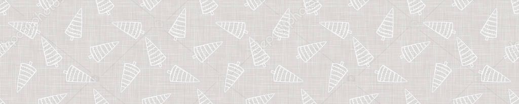 Perbatasan Latar Belakang Linen Perancis abu-abu. Trim Pita Pohon Pita Musim Dingin Putih. Natural Ecru Fibre Christmas Seamless Pattern (dalam bahasa Inggris). Organic Close Up Weave Fabric Banner (dalam bahasa Inggris). Paket meriah, EPS10 Vektor Grafik Vektor