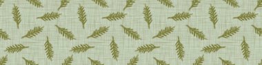 Yeşil keten kumaş desenli arka plan sınırı. Kış fidanı ağacı yaprakları. Doğal Pine Flax Fiber Kusursuz Desen. Organik Yakın Dokuma Kumaş Bayrağı, Bayram Mevsimsel Paketleme Kurdelesi Vektör Bölüm 10