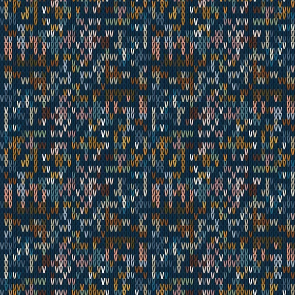 Dark Tweed Knit Marl Melange Tweed Effect Vector naadloos patroon. Heathered Multicolor Handbreistijl. Ruimte geverfd effect textuur. Textiel achtergrond. Overal wol. Eps 10 Tegel — Stockvector