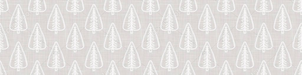 Perbatasan Latar Belakang Linen Perancis abu-abu. Trim Pita Pohon Pita Musim Dingin Putih. Natural Ecru Fibre Christmas Seamless Pattern (dalam bahasa Inggris). Organic Close Up Weave Fabric Banner (dalam bahasa Inggris). Paket meriah, EPS10 Vektor Stok Vektor