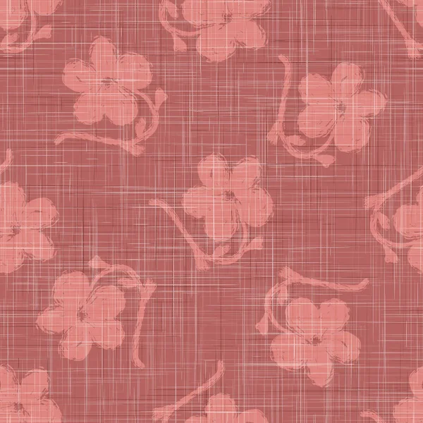 Fondo Textura Lino Francés Rojo Patrón Sin Costura Fibra Flor — Vector de stock