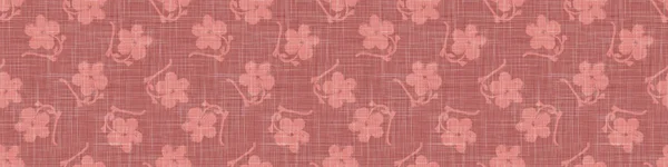 Sfondo Rosso Francese Lino Texture Banner Modello Frontiera Senza Cuciture — Vettoriale Stock