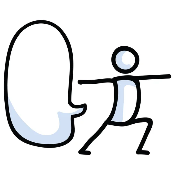 手绘木棍战士瑜伽姿势 伸展运动的概念为健康图解 放松健身锻炼的简单图标主题 语言泡沫 脉轮夹艺术 病媒排泄10 — 图库矢量图片