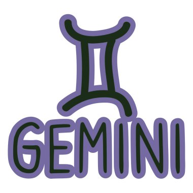 Gemini yıldızı burç sembolü klip sanatı. Gizemli astrolojik işaret. Sihirli yıldız falı düz renkli karalama. İzole maneviyat vektörü Eps 10. 