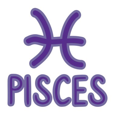 Balık burcu burcu burç sembolü klip sanatı. Gizemli astrolojik işaret. Sihirli yıldız falı düz renkli karalama. İzole maneviyat vektörü Eps 10. 