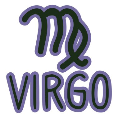 Başak burcu burcu, burç sembolü, klip sanatı. Gizemli astrolojik işaret. Sihirli yıldız falı düz renkli karalama. İzole maneviyat vektörü Eps 10. 