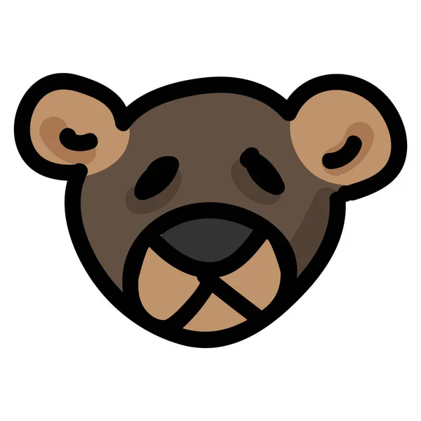 Cute Brown Teddy Bear Plush Head Clipart Hand Made Kids — 스톡 벡터