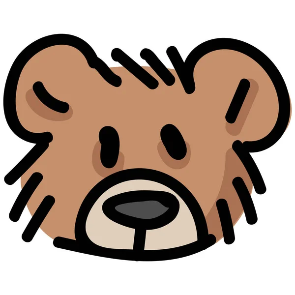 Cute Stuffed Teddy Bear Plush Head Clipart Hand Made Kids — 스톡 벡터