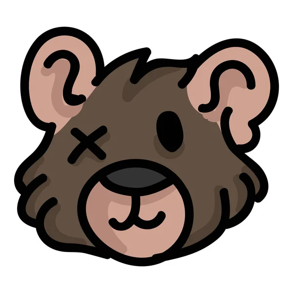 Lindo Peluche Usado Peluche Cabeza Clipart Juguete Suave Hecho Mano — Vector de stock