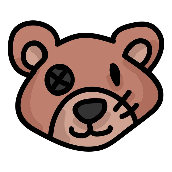 Cute Teddy Bear Head Button Plush Clipart Hand Made Kids — 스톡 벡터