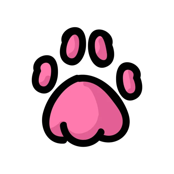 Bonito Rosa Animal Paw Pad Cartoon Doodle Clip Art Pista —  Vetores de Stock